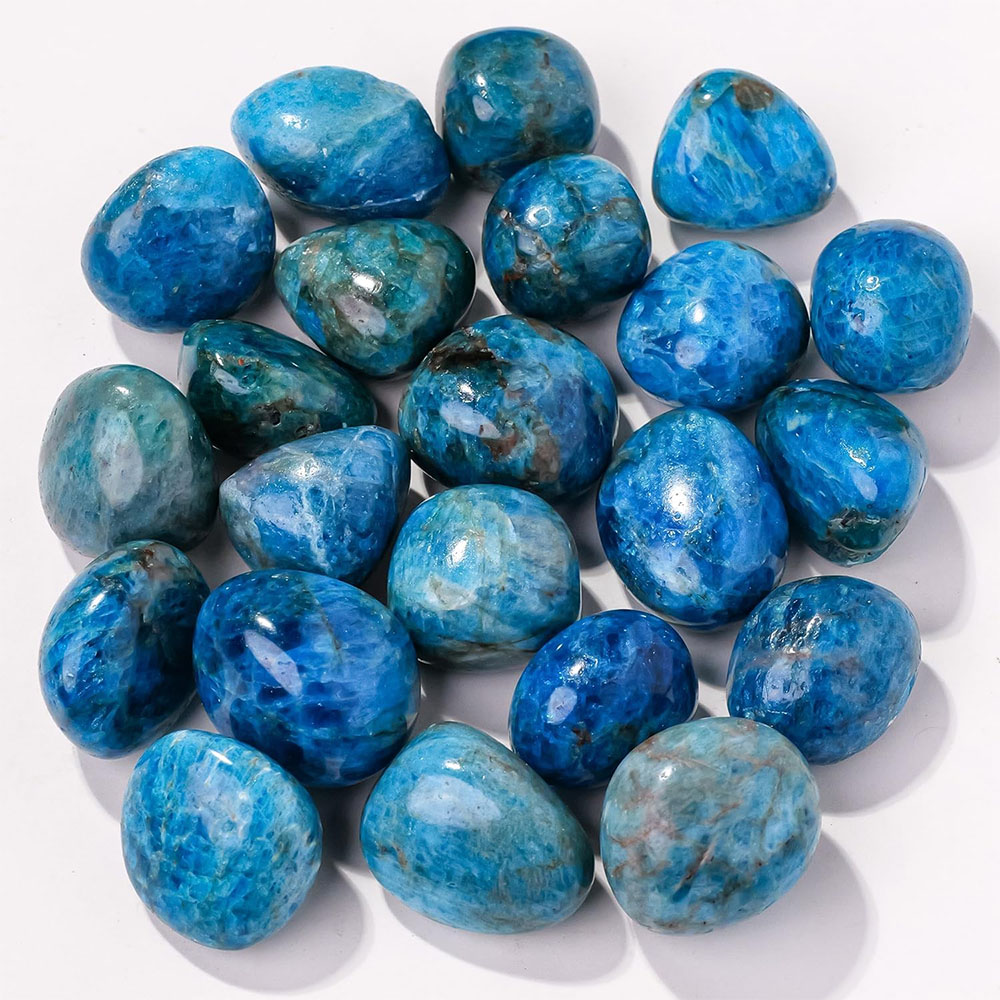 Aquarium Marine Stone - Натуральный синий апатит, кварцевые кристаллы и